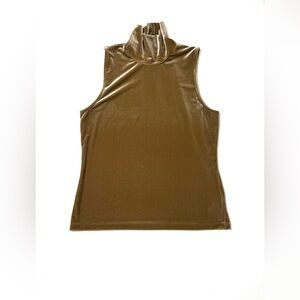 Ralph Lauren Gold Velvet Sleeveless Turtleneck Tank Top Size XL